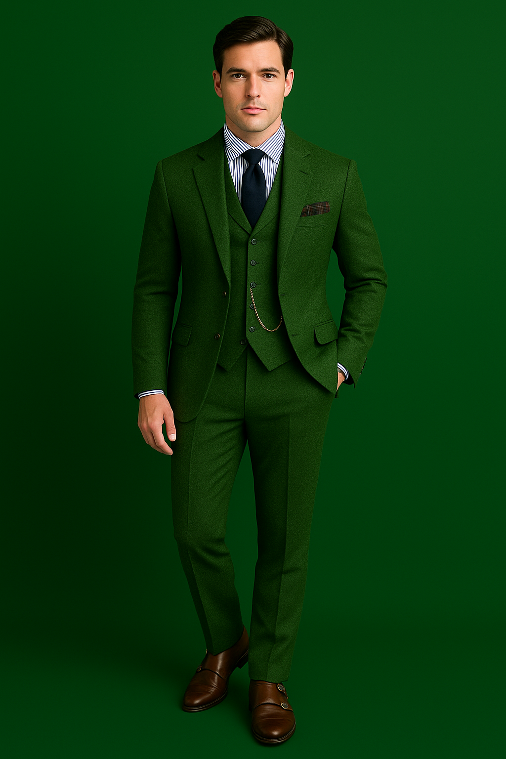 3-teiliger Anzug aus hochwertigem Tweed im Vintage Stil für Hochzeit und festliche Anlässe – Eleganter Anzug Herren