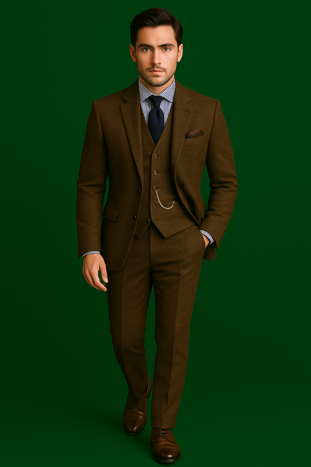 3-teiliger Anzug aus hochwertigem Tweed im Vintage Stil für Hochzeit und festliche Anlässe – Eleganter Anzug Herren