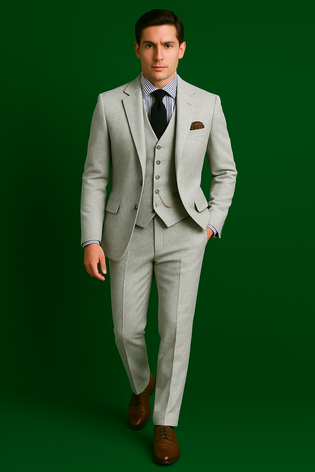 3-teiliger Anzug aus hochwertigem Tweed im Vintage Stil für Hochzeit und festliche Anlässe – Eleganter Anzug Herren
