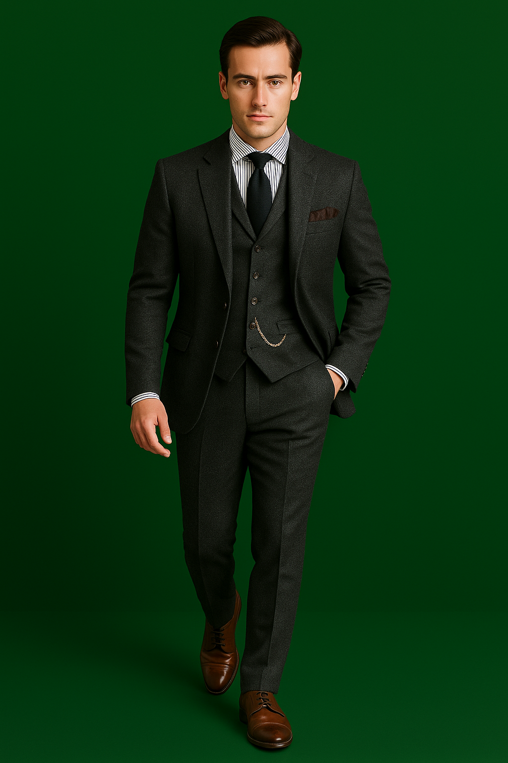 3-teiliger Anzug aus hochwertigem Tweed im Vintage Stil für Hochzeit und festliche Anlässe – Eleganter Anzug Herren