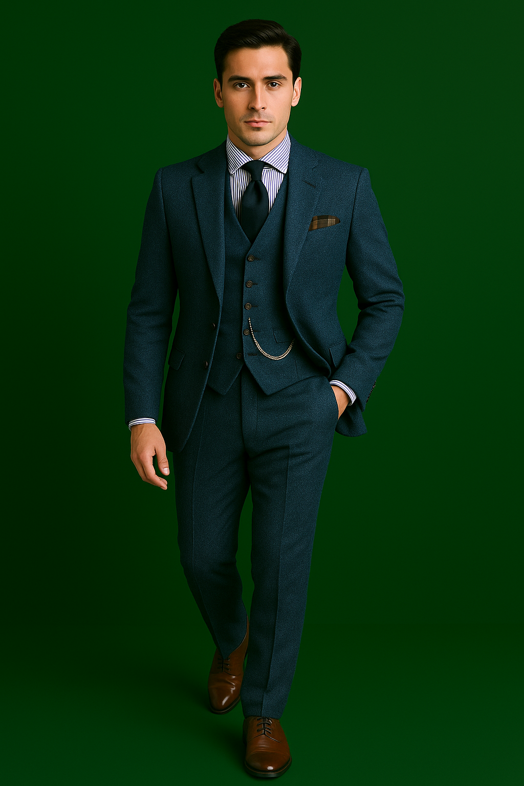 3-teiliger Anzug aus hochwertigem Tweed im Vintage Stil für Hochzeit und festliche Anlässe – Eleganter Anzug Herren