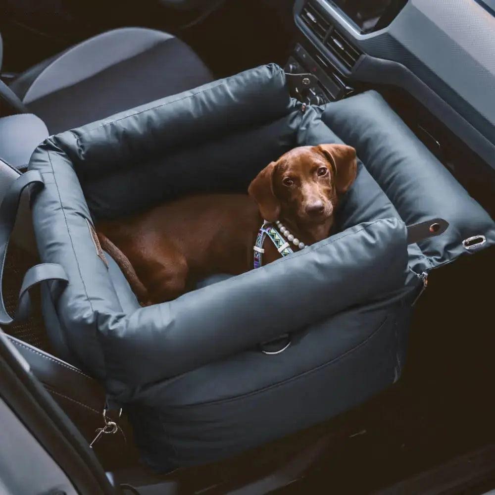 Orthopädisches Hundebett für Auto mit Sicherheitsgurt – Luxuriöses Kunstleder, Antislip, in verschiedenen Farben 0