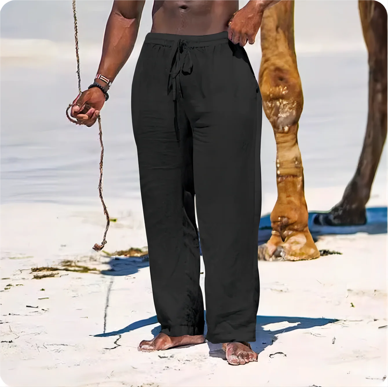 Variant image for Herren Jogginghose aus Baumwolle und Leinen – Bequeme Trainingshose für Sommer in S-4XL, Lockerer Schnitt, Atmungsaktiv-24