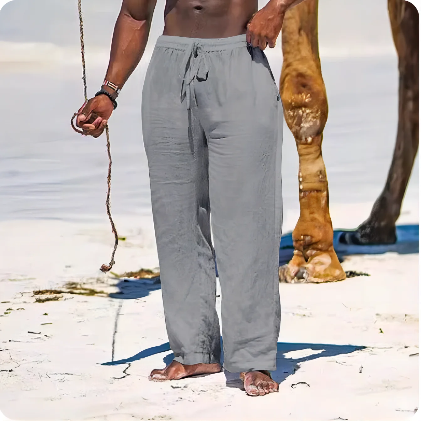 Variant image for Herren Jogginghose aus Baumwolle und Leinen – Bequeme Trainingshose für Sommer in S-4XL, Lockerer Schnitt, Atmungsaktiv-52