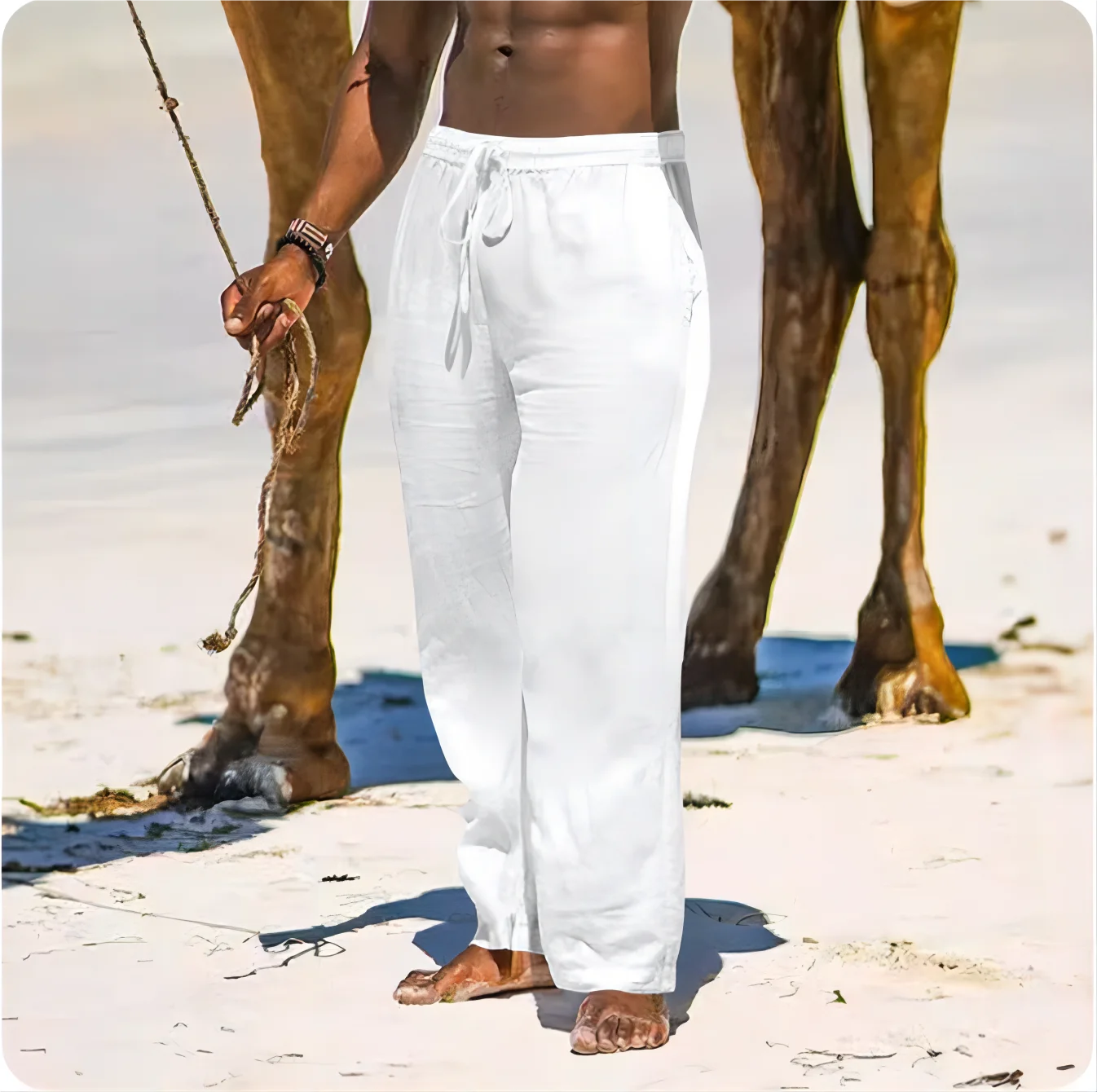Variant image for Herren Jogginghose aus Baumwolle und Leinen – Bequeme Trainingshose für Sommer in S-4XL, Lockerer Schnitt, Atmungsaktiv-46