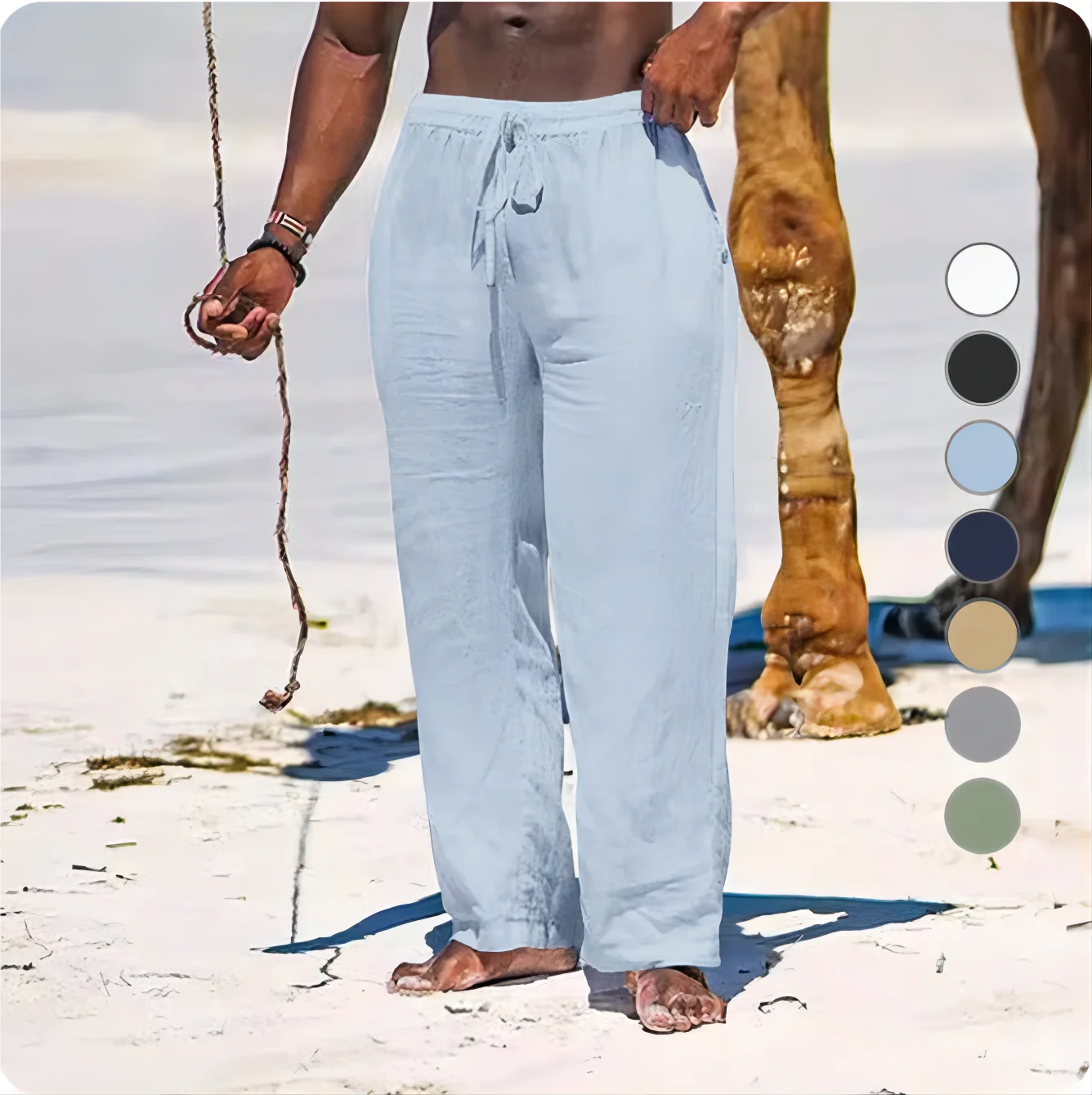 Variant image for Herren Jogginghose aus Baumwolle und Leinen – Bequeme Trainingshose für Sommer in S-4XL, Lockerer Schnitt, Atmungsaktiv-25