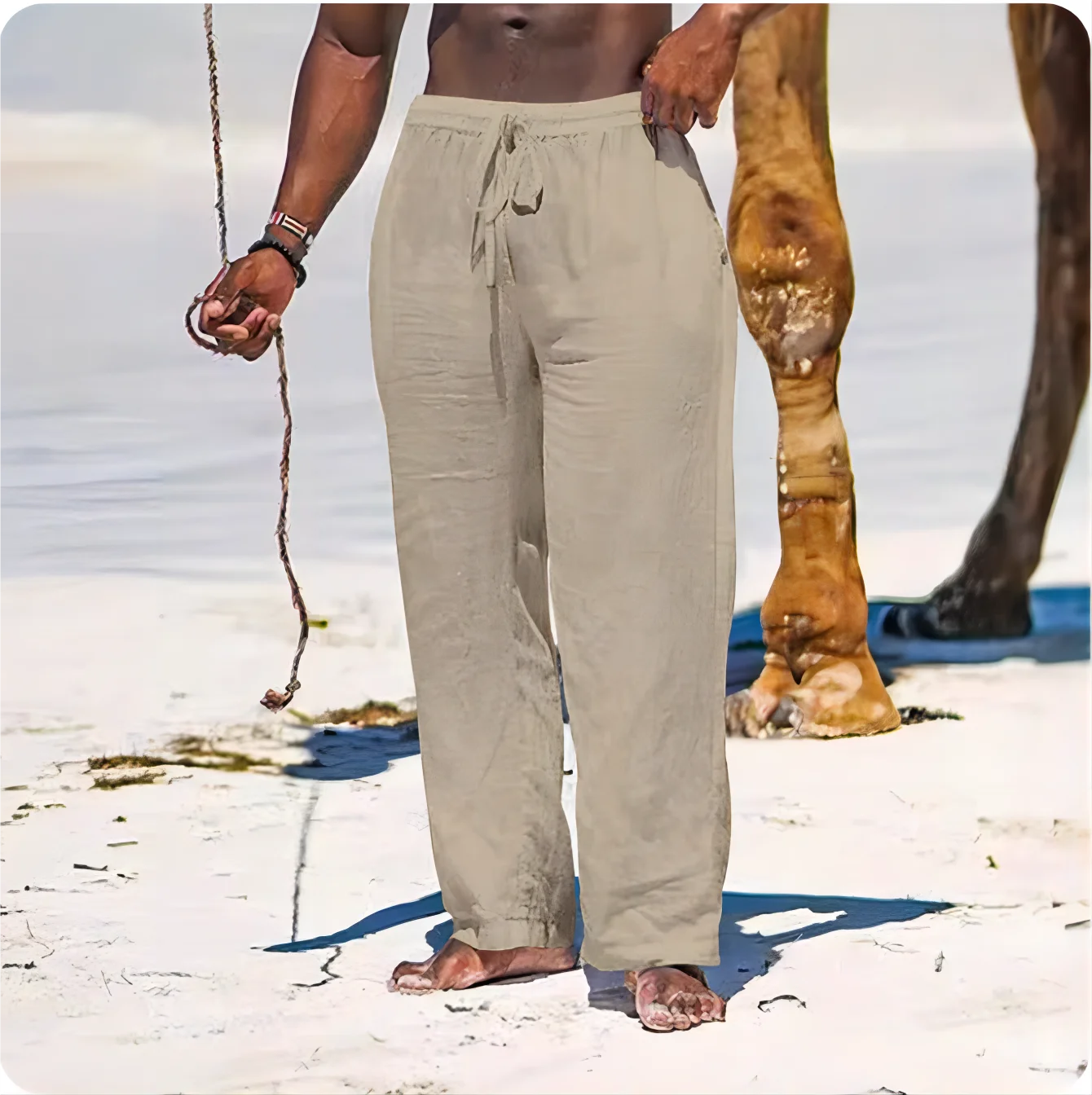 Variant image for Herren Jogginghose aus Baumwolle und Leinen – Bequeme Trainingshose für Sommer in S-4XL, Lockerer Schnitt, Atmungsaktiv-57