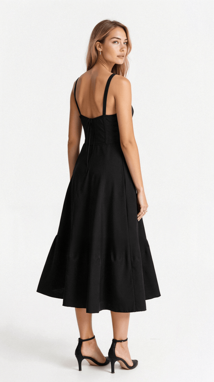 Elegantes Kiana Midikleid mit Korsett-Oberteil – Figurbetont, Fließend, Festliches Kleid für Damen, Hochzeitsgast geeignet