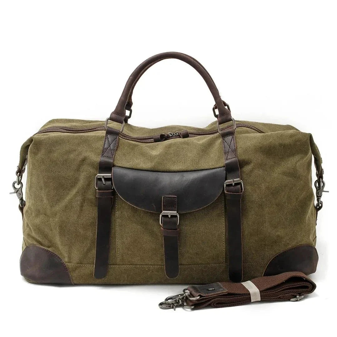Vintage Reisetasche aus Robuste Segeltuch – Große Weekender Tasche 55x37x28cm für Reisen und Wochenendausflüge