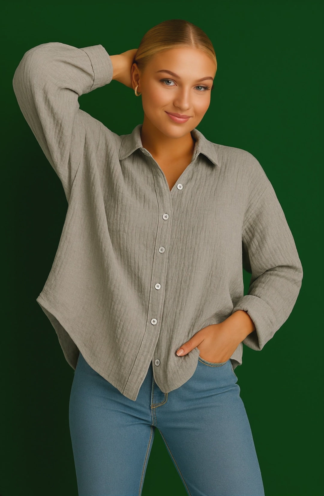Bluse Musselin, Einheitsgröße 100% Baumwolle Oversize