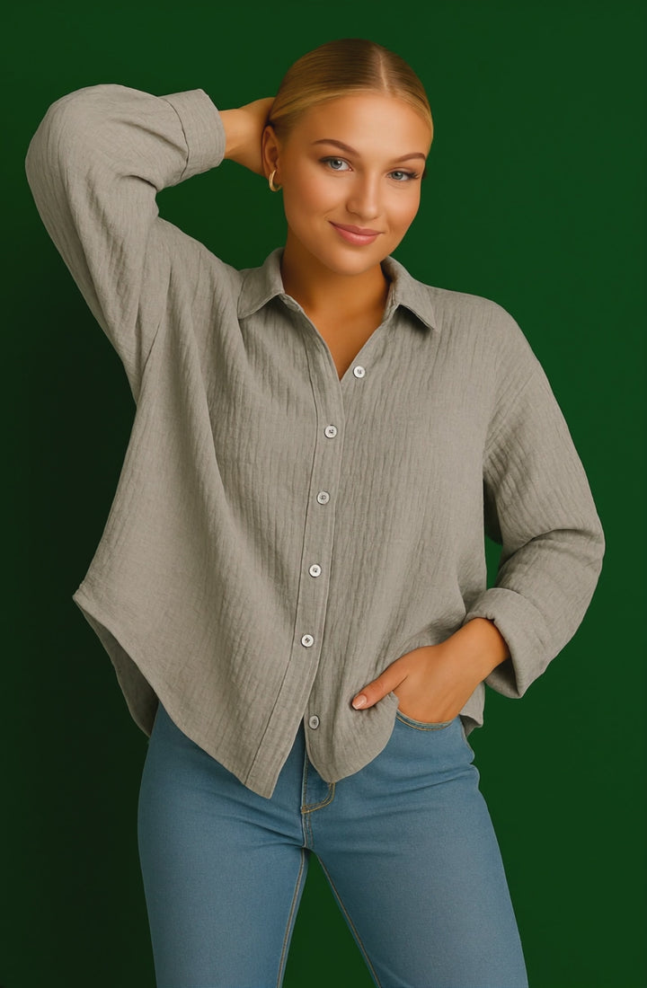 Bluse Musselin, Einheitsgröße 100% Baumwolle Oversize